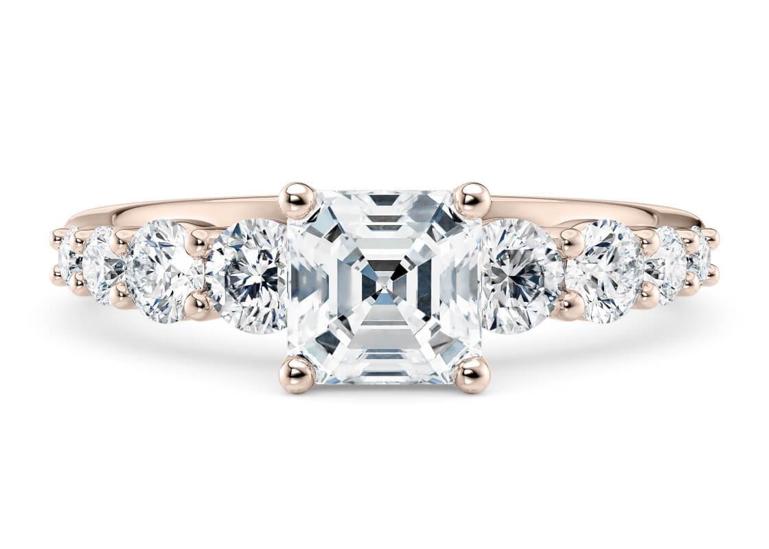 Lyra Diamond Band Rose Gold 18k Asscher Engagement Ring