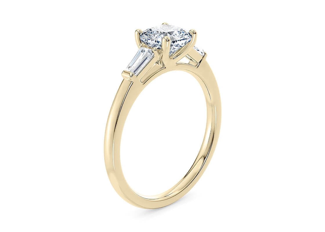 Alexandria Trilogy Yellow Gold 18k Cushion Engagement Ring