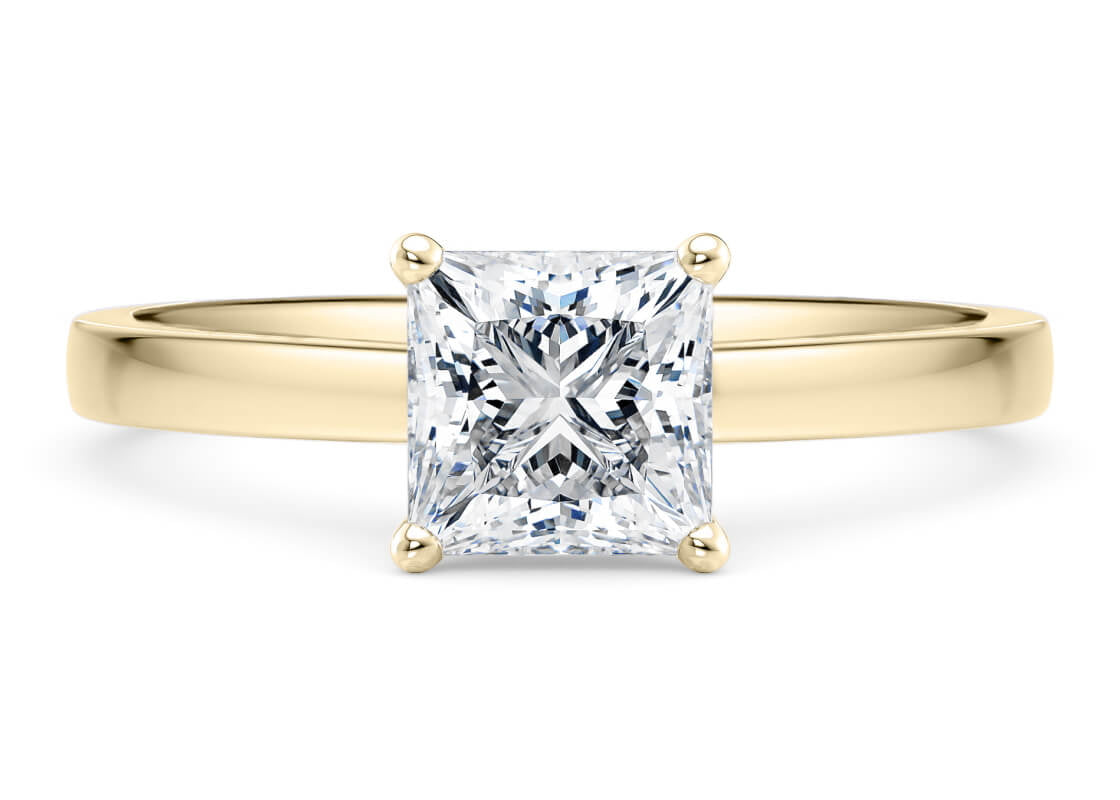 1477 Classic Solitaire Yellow Gold 18k Princess Engagement Ring