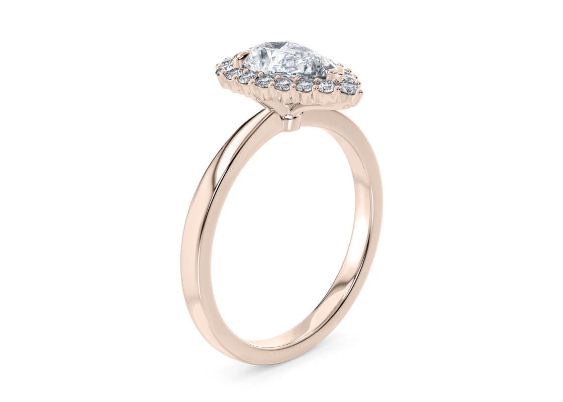 Esther Halo Rose Gold 18k Pear Engagement Ring