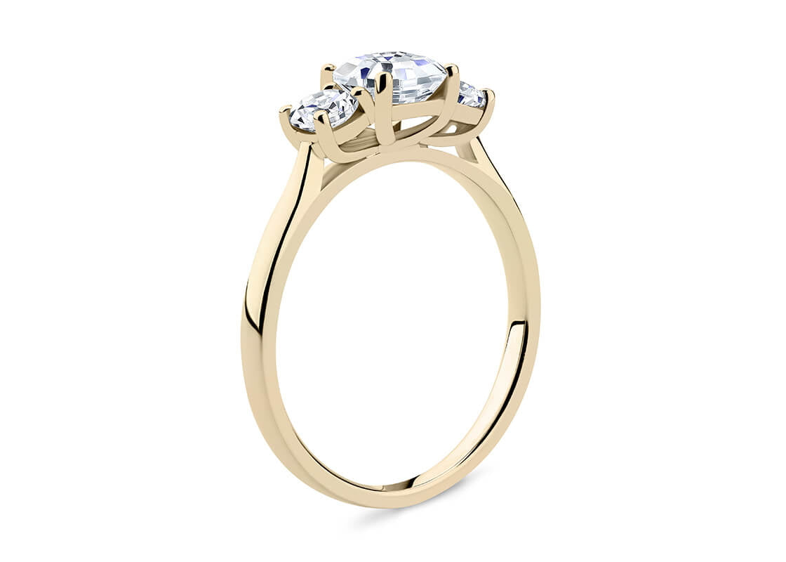 Roma Trilogy Yellow Gold 18k Asscher Engagement Ring
