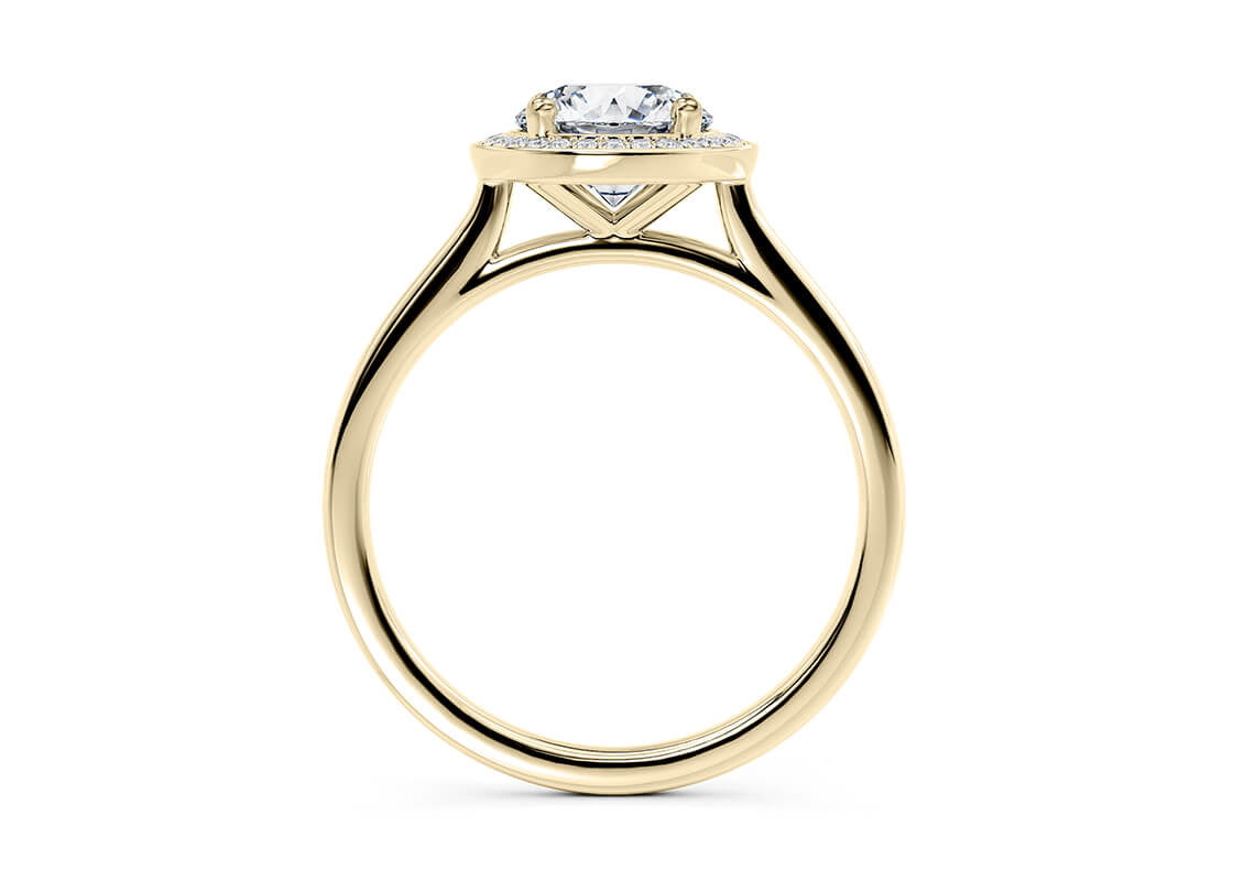 Minerva Halo Yellow Gold 18k Round Engagement Ring