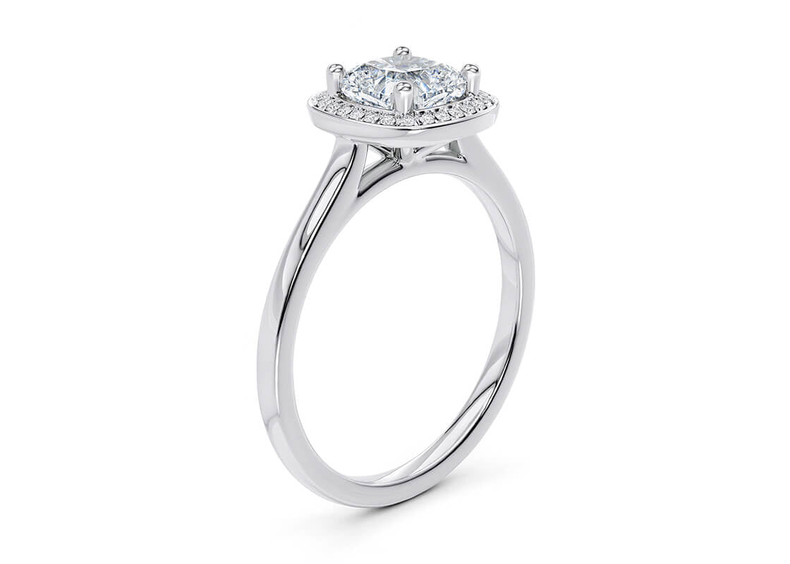 Minerva Halo Platinum Cushion Engagement Ring