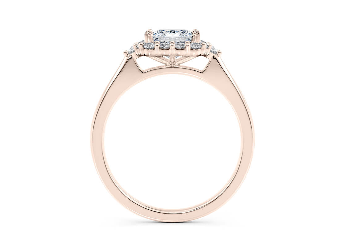 Hampstead Halo Rose Gold 18k Princess Engagement Ring
