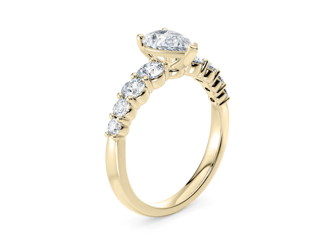 Lyra Diamond Band Yellow Gold 18k Pear Engagement Ring