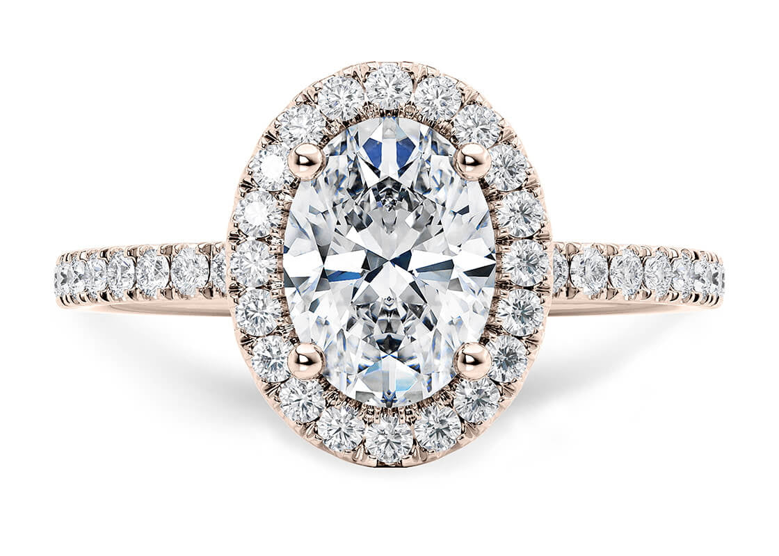 Isabella Halo Rose Gold 18k Oval Engagement Ring