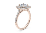 Berkeley Halo Rose Gold 18k Princess Engagement Ring