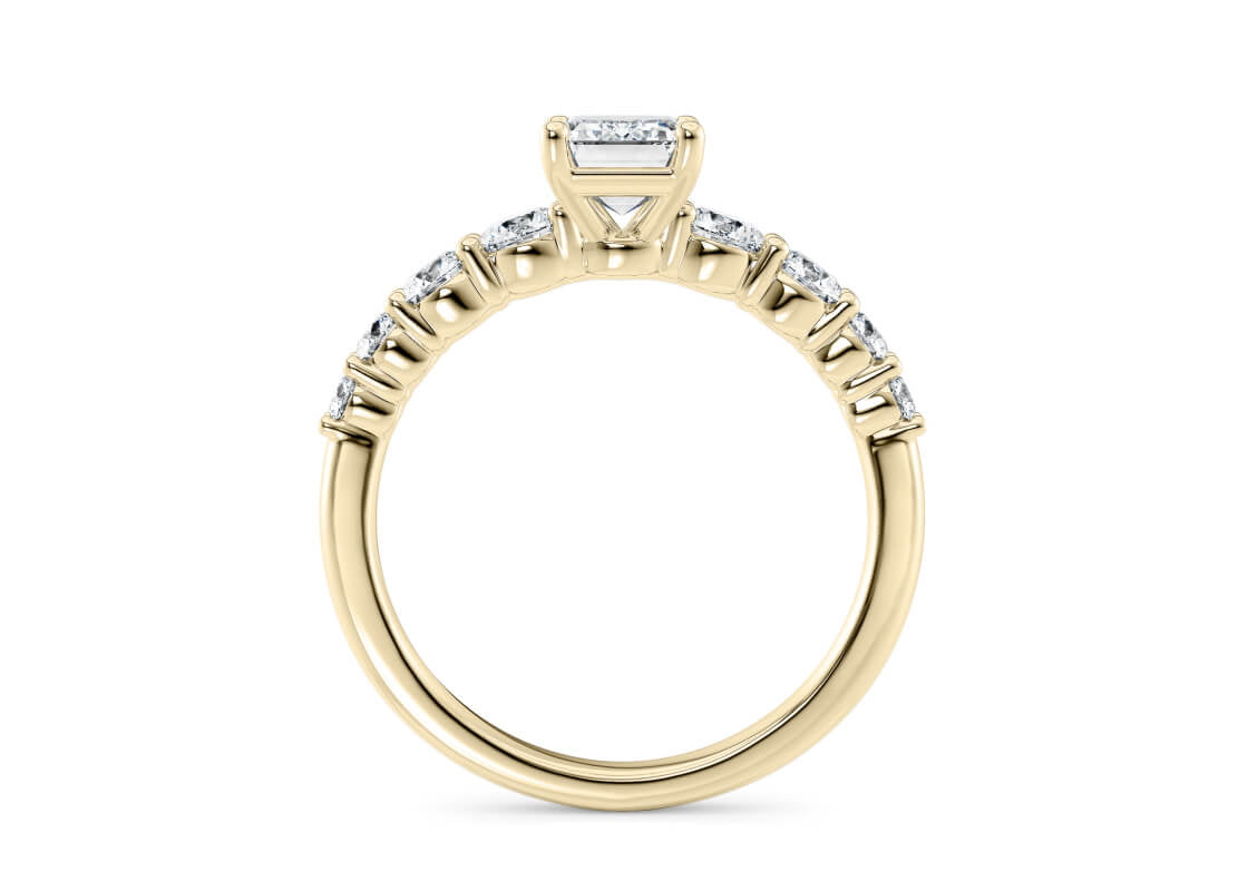 Lyra Diamond Band Yellow Gold 18k Emerald Engagement Ring