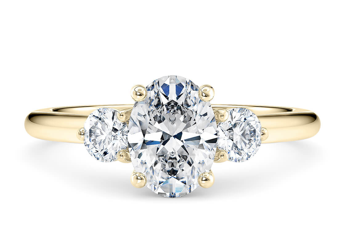 Valencia Trilogy Yellow Gold 18k Oval Engagement Ring