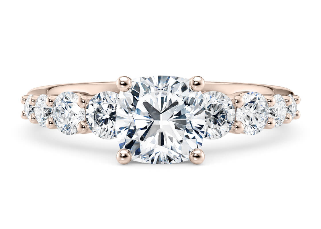 Lyra Diamond Band Rose Gold 18k Cushion Engagement Ring