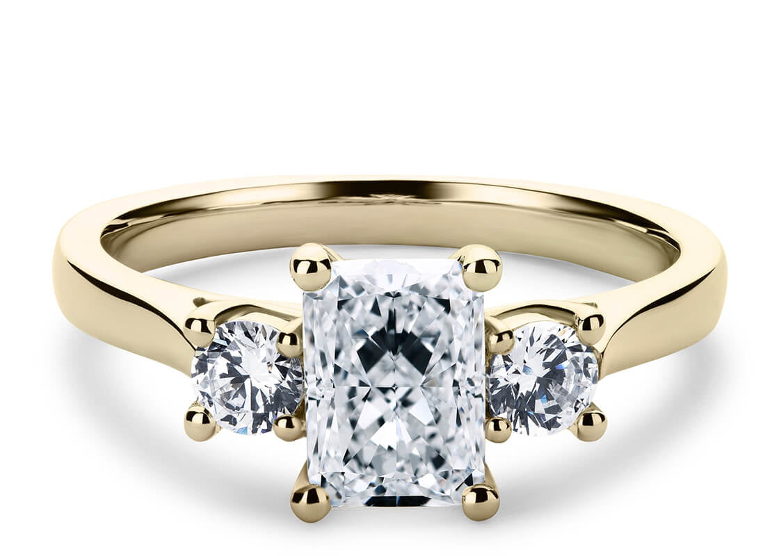 Roma Trilogy Yellow Gold 18k Radiant Engagement Ring
