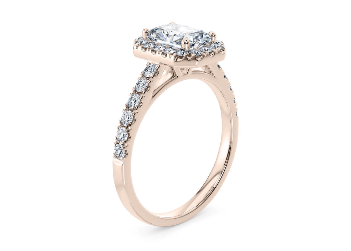 Medici Halo Rose Gold 18k Radiant Engagement Ring