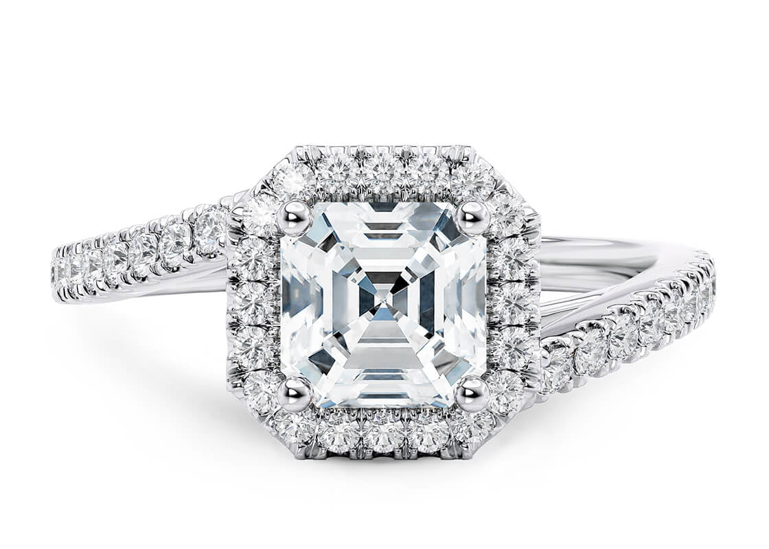 Kew Halo Platinum Asscher Engagement Ring