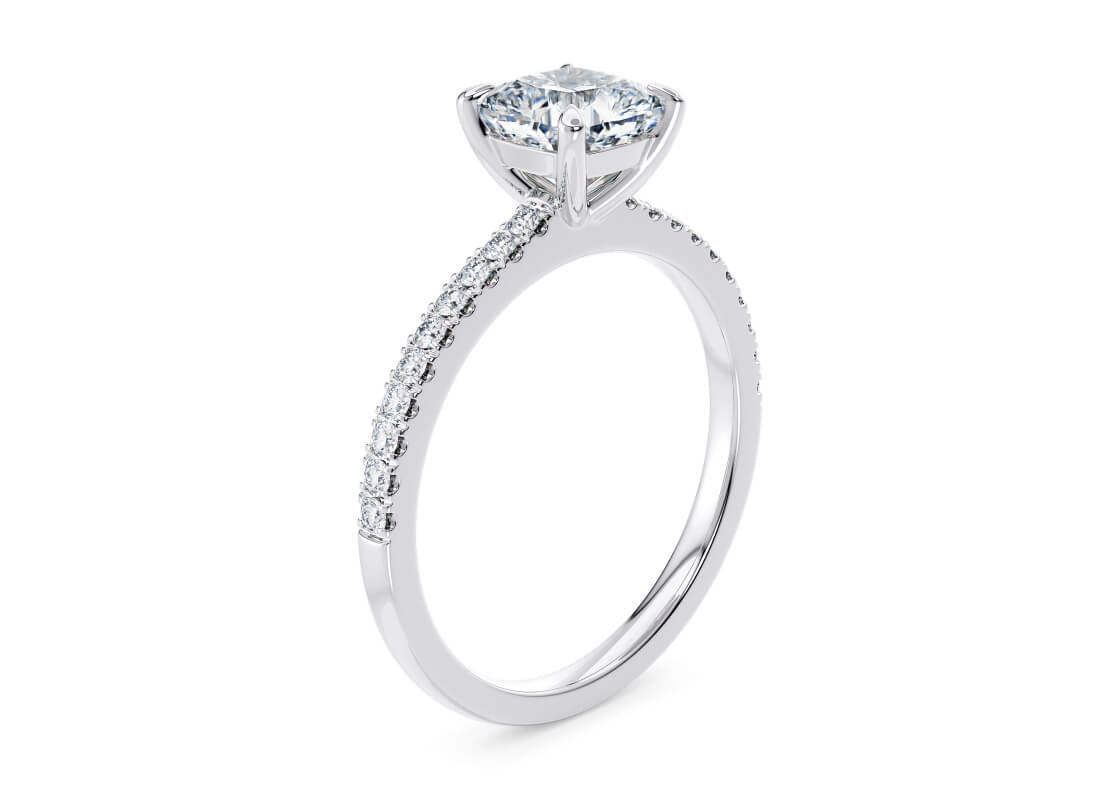 Aria Diamond Band Platinum Cushion Engagement Ring