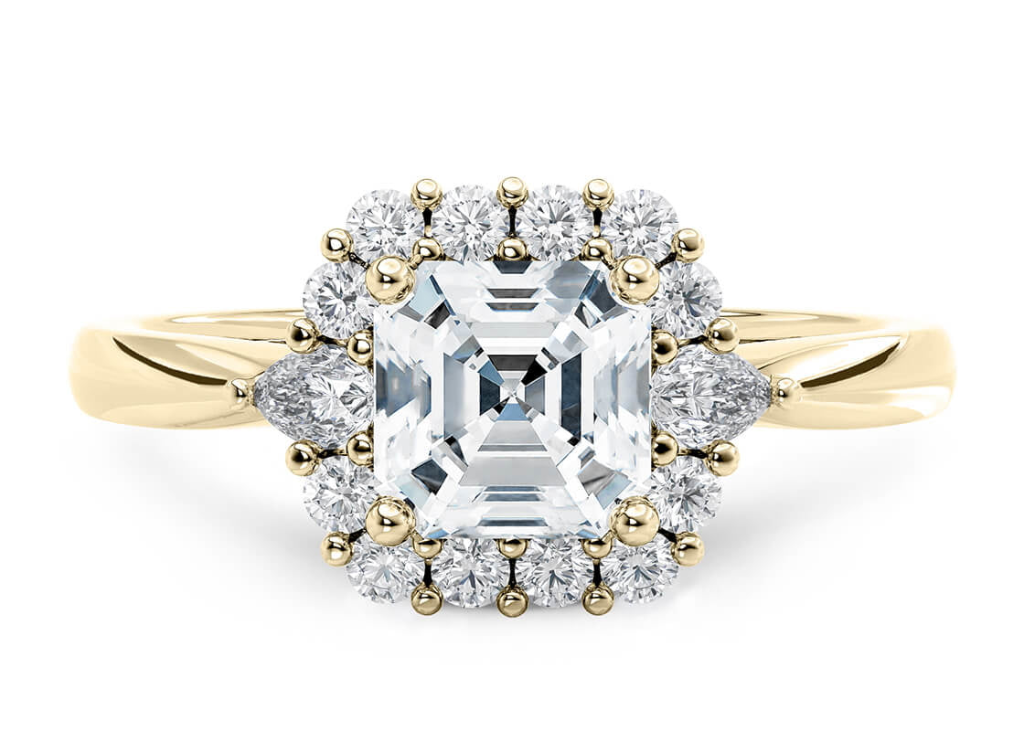 Hampstead Halo Yellow Gold 18k Asscher Engagement Ring
