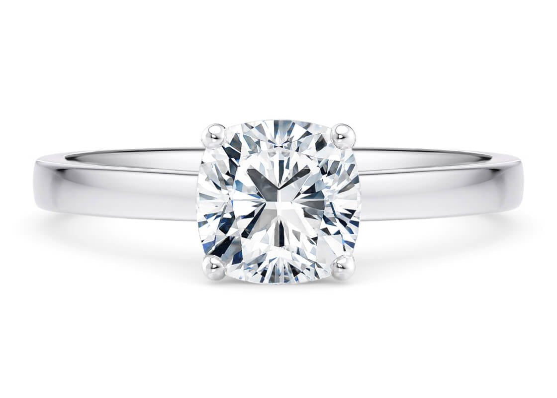 1477 Classic Solitaire Platinum Cushion Engagement Ring