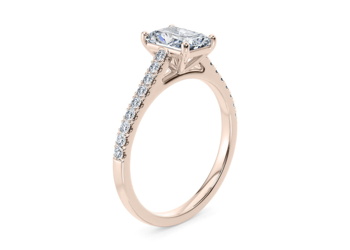 1477 Vintage Rose Gold 18k Radiant Engagement Ring