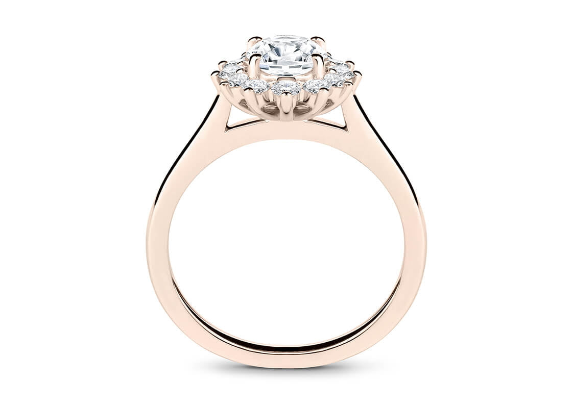 Edwardia Halo Rose Gold 18k Oval Engagement Ring