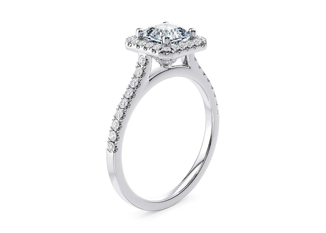 Aphrodite Halo Platinum Asscher Engagement Ring