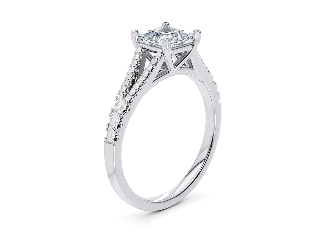 Oxford Diamond Band Platinum Princess Engagement Ring