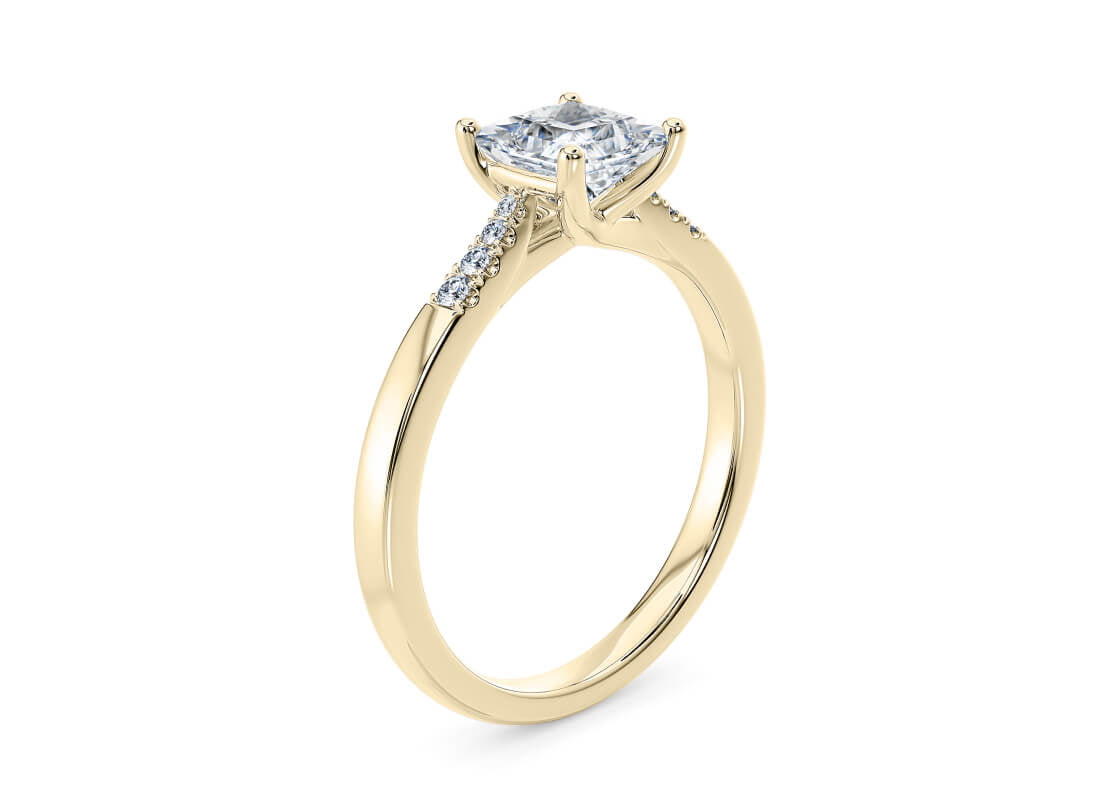 Thea Diamond Band Yellow Gold 18k Princess Engagement Ring