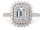 Berkeley Halo Rose Gold 18k Emerald Engagement Ring