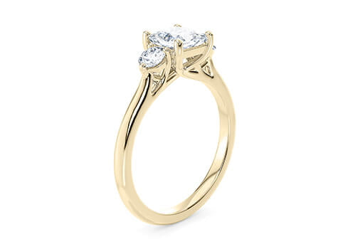 Valencia Trilogy Yellow Gold 18k Princess Engagement Ring