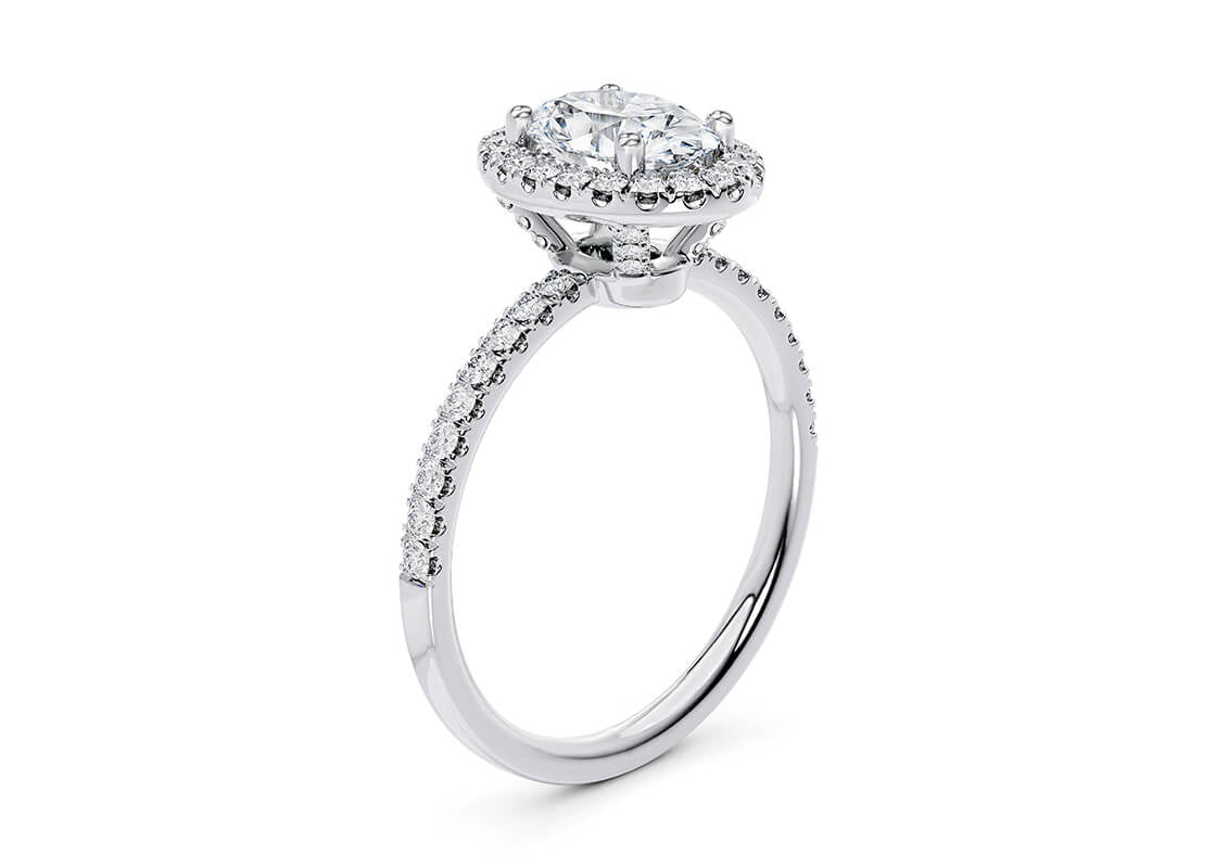Isabella Halo Platinum Oval Engagement Ring