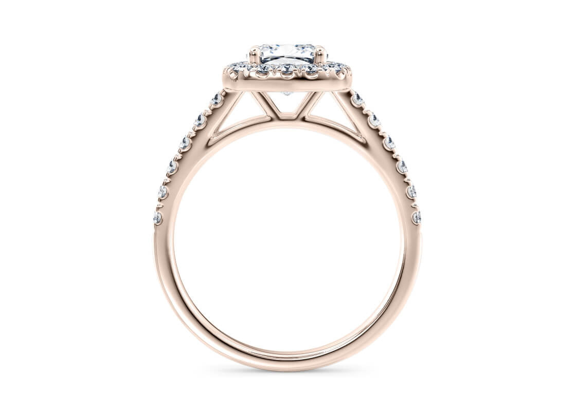 Medici Halo Rose Gold 18k Cushion Engagement Ring