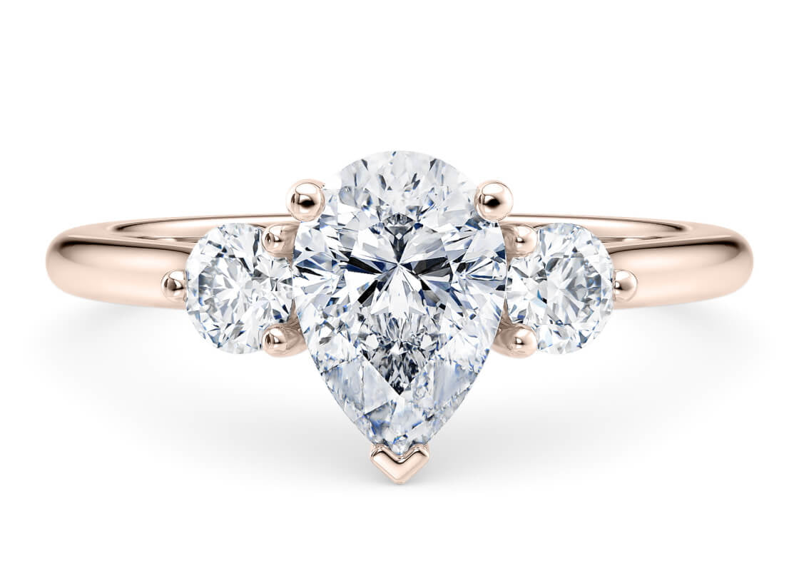 Valencia Trilogy Rose Gold 18k Pear Engagement Ring
