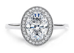 Minerva Halo Platinum Oval Engagement Ring