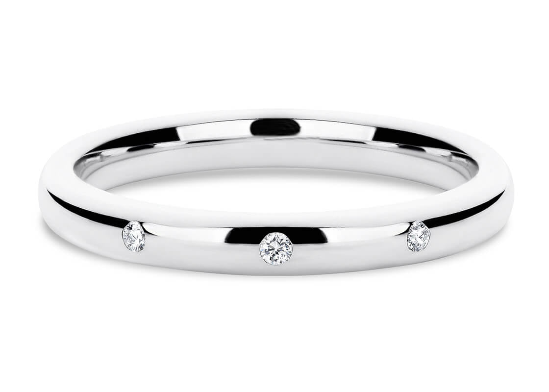 3 stones White Gold 18k Wedding Band