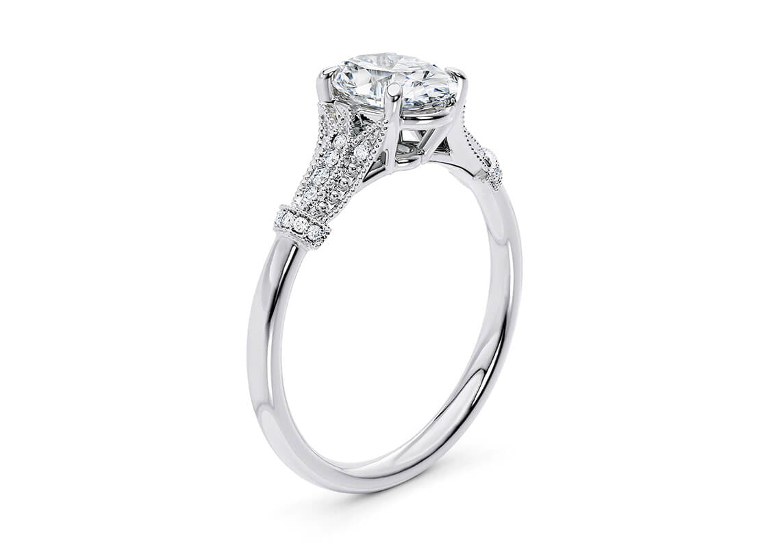 Jasmine Vintage Platinum Oval Engagement Ring