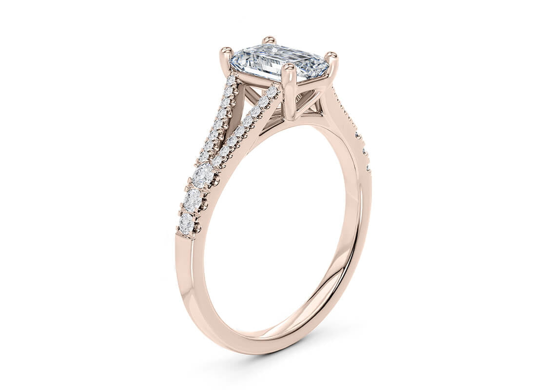 Oxford Diamond Band Rose Gold 18k Emerald Engagement Ring
