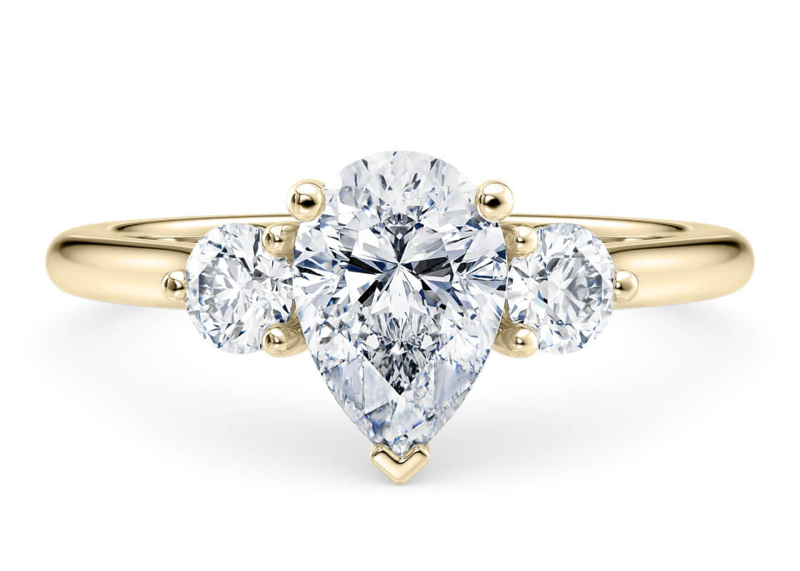 Valencia Trilogy Yellow Gold 18k Pear Engagement Ring