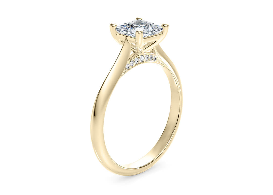 Iris Solitaire Yellow Gold 18k Princess Engagement Ring