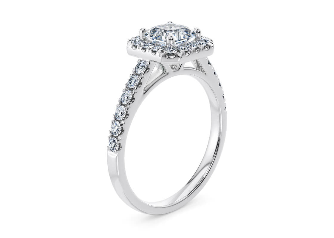 Medici Halo Platinum Asscher Engagement Ring