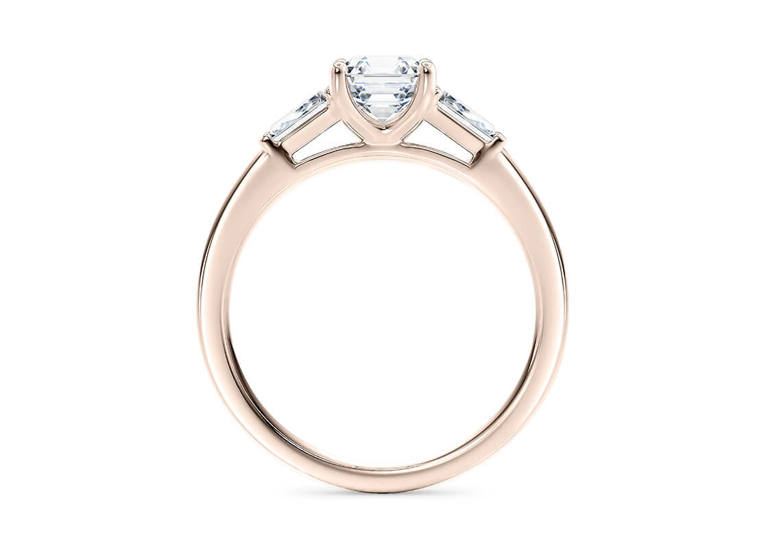 Alexandria Trilogy Rose Gold 18k Asscher Engagement Ring