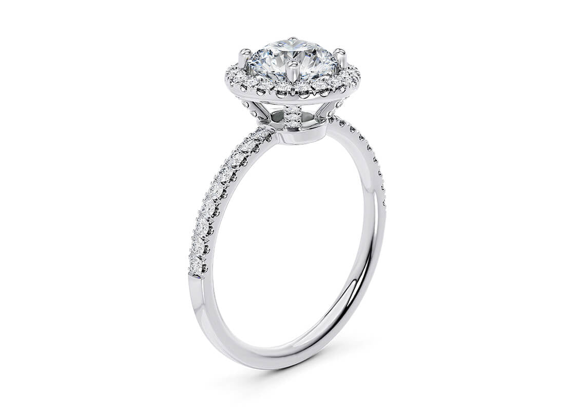 Isabella Halo Platinum Round Engagement Ring