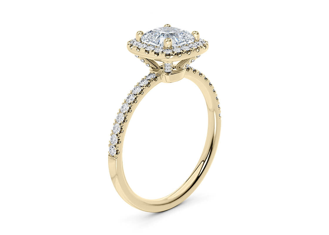 Isabella Halo Yellow Gold 18k Cushion Engagement Ring