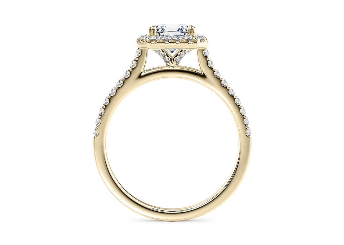 Aphrodite Halo Yellow Gold 18k Asscher Engagement Ring