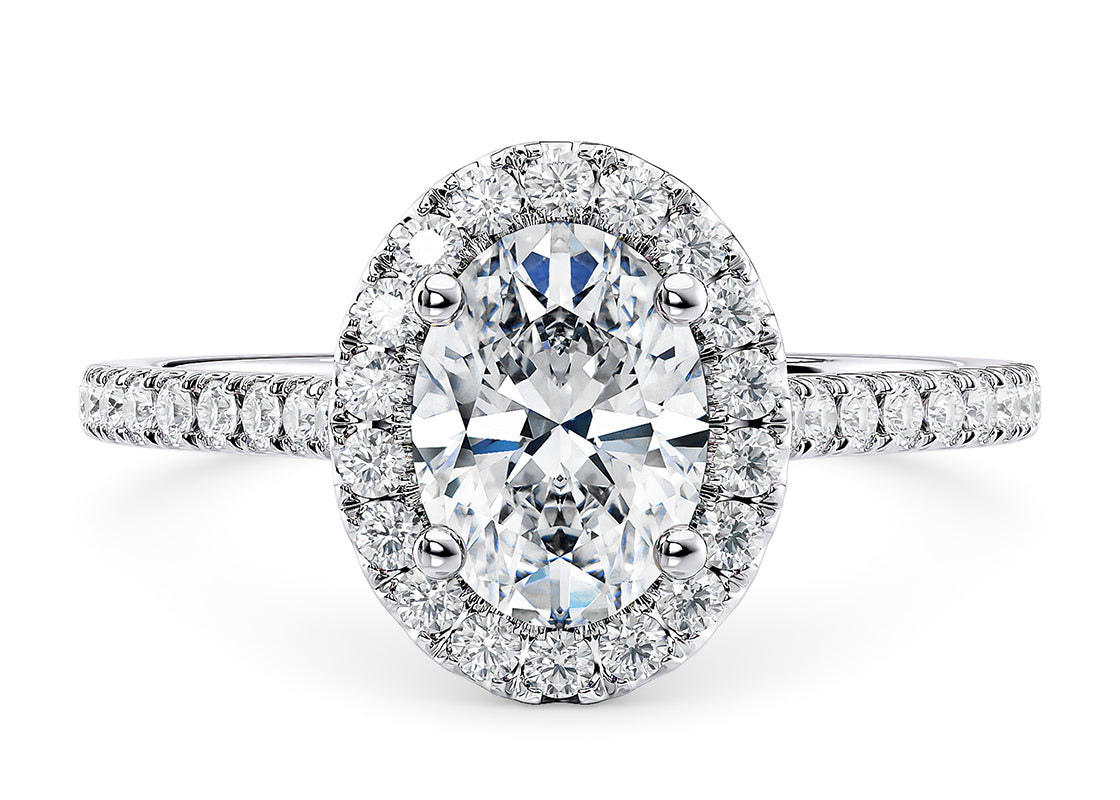 Aphrodite Halo Platinum Oval Engagement Ring