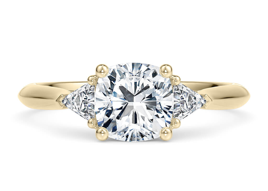 Paris Trilogy Yellow Gold 18k Cushion Engagement Ring