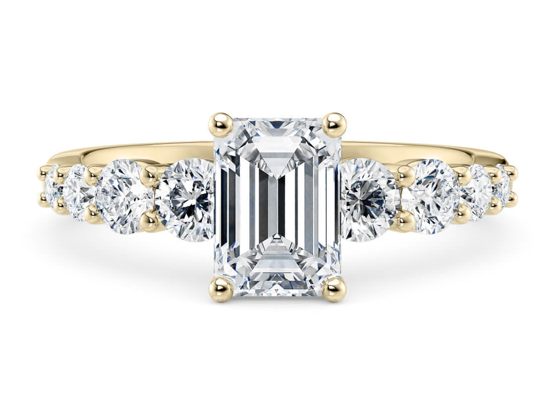 Lyra Diamond Band Yellow Gold 18k Emerald Engagement Ring