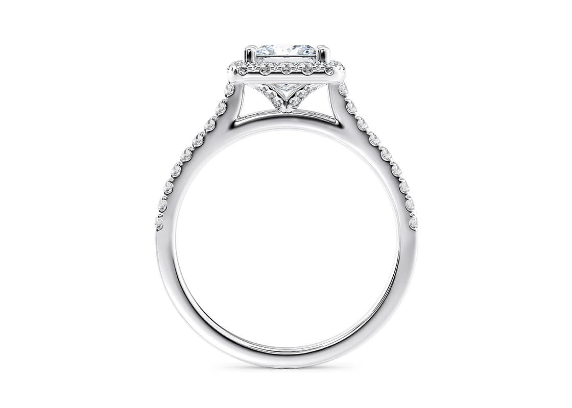 Aphrodite Halo Platinum Princess Engagement Ring