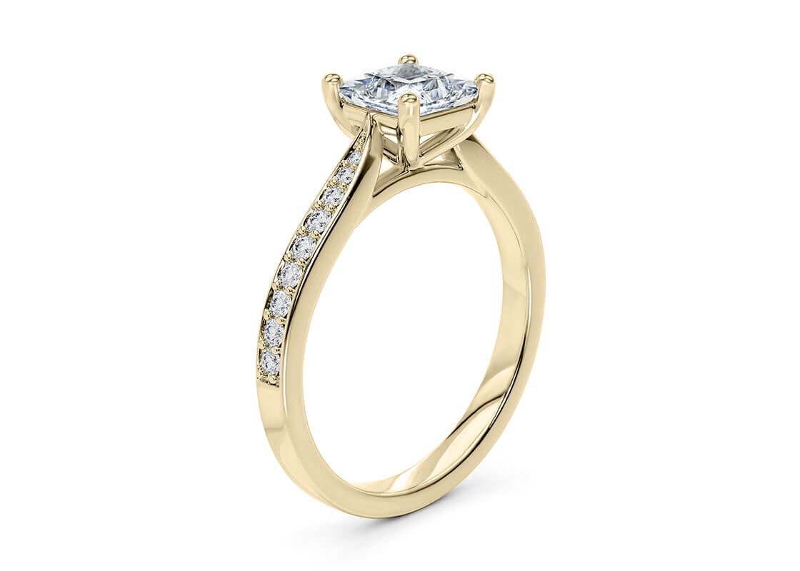 Victoria Diamond Band Yellow Gold 18k Princess Engagement Ring