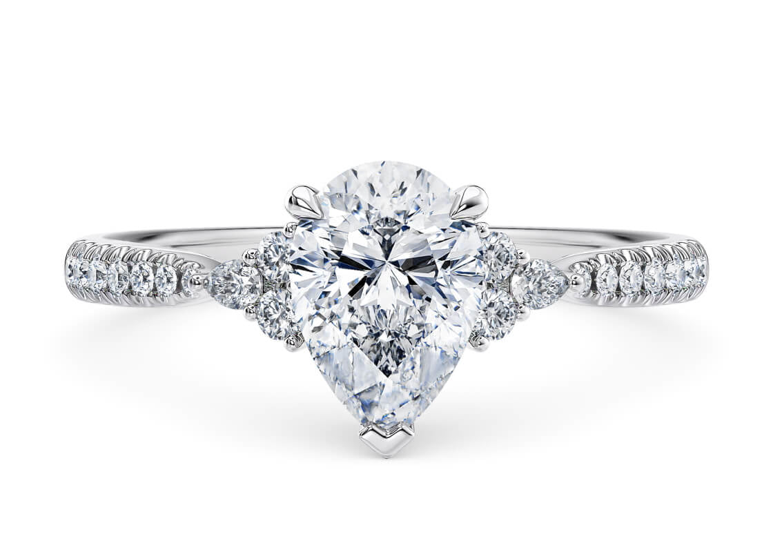 Gaia Vintage Platinum Pear Engagement Ring