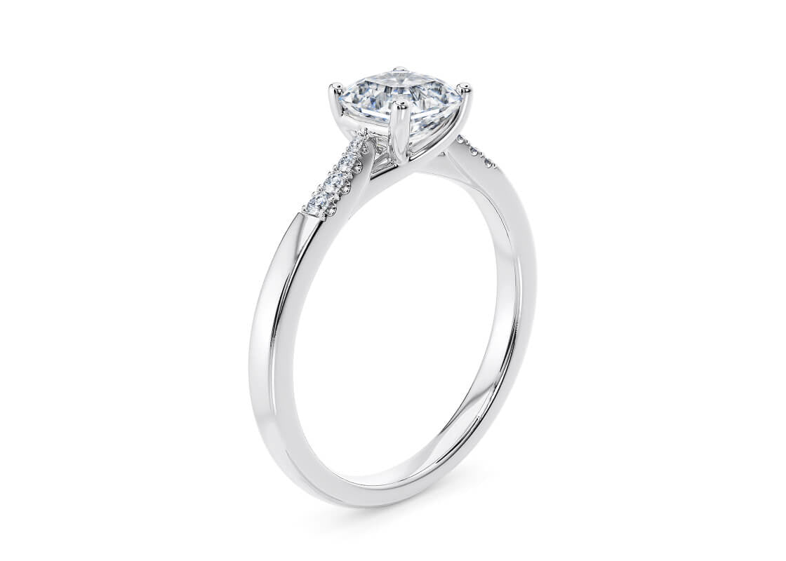 Thea Diamond Band Platinum Asscher Engagement Ring