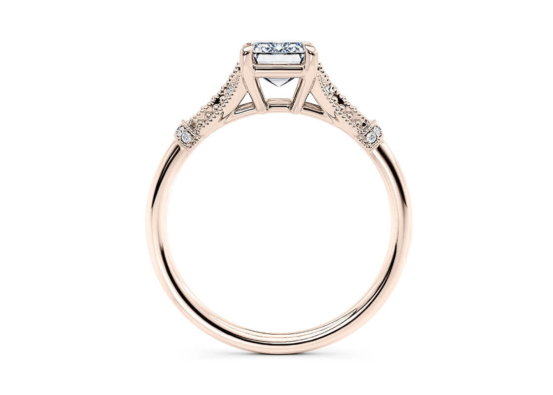 Jasmine Vintage Rose Gold 18k Emerald Engagement Ring