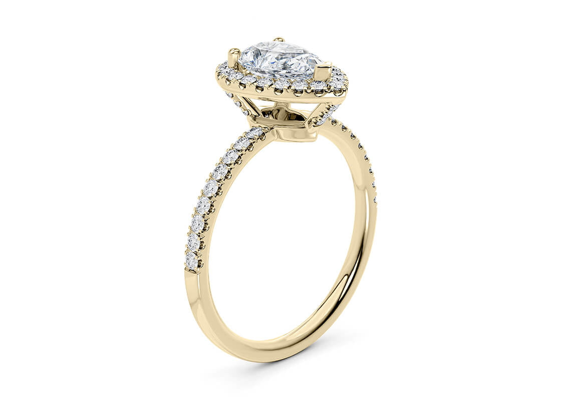 Isabella Halo Yellow Gold 18k Pear Engagement Ring